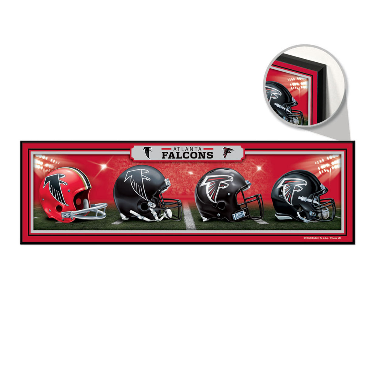 Wincraft Atlanta Falcons Helmets Design Wood Sign 9x30 - Special Order Fan Gear NFL Atlanta Falcons