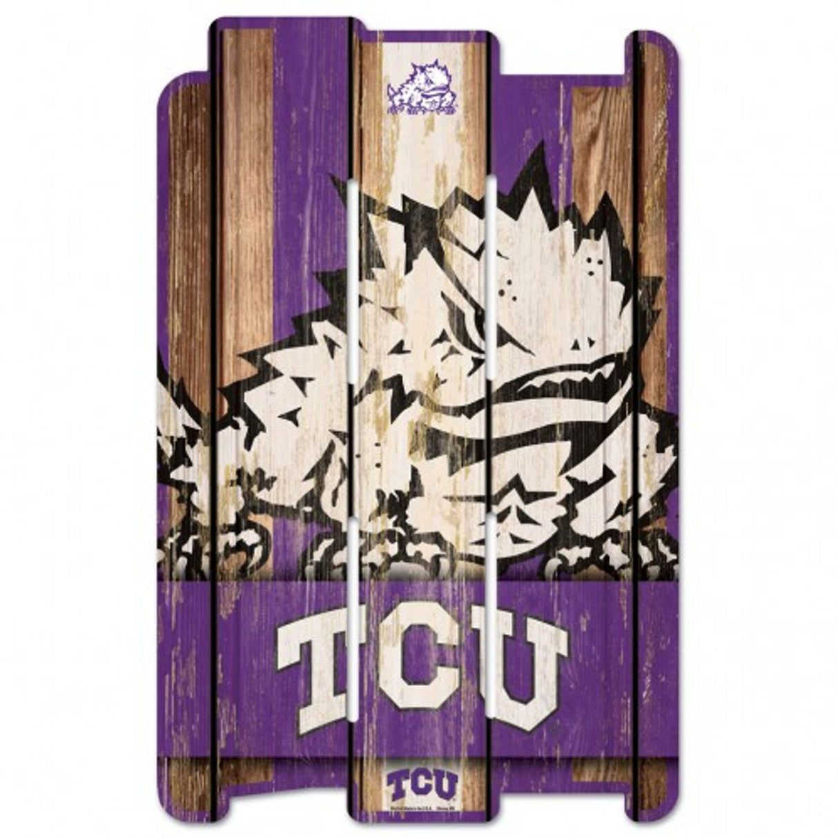 Wincraft TCU Horned Frogs Fence Style Wood Sign 11x17 - Special Order Fan Gear NCAA TCU Horned Frogs