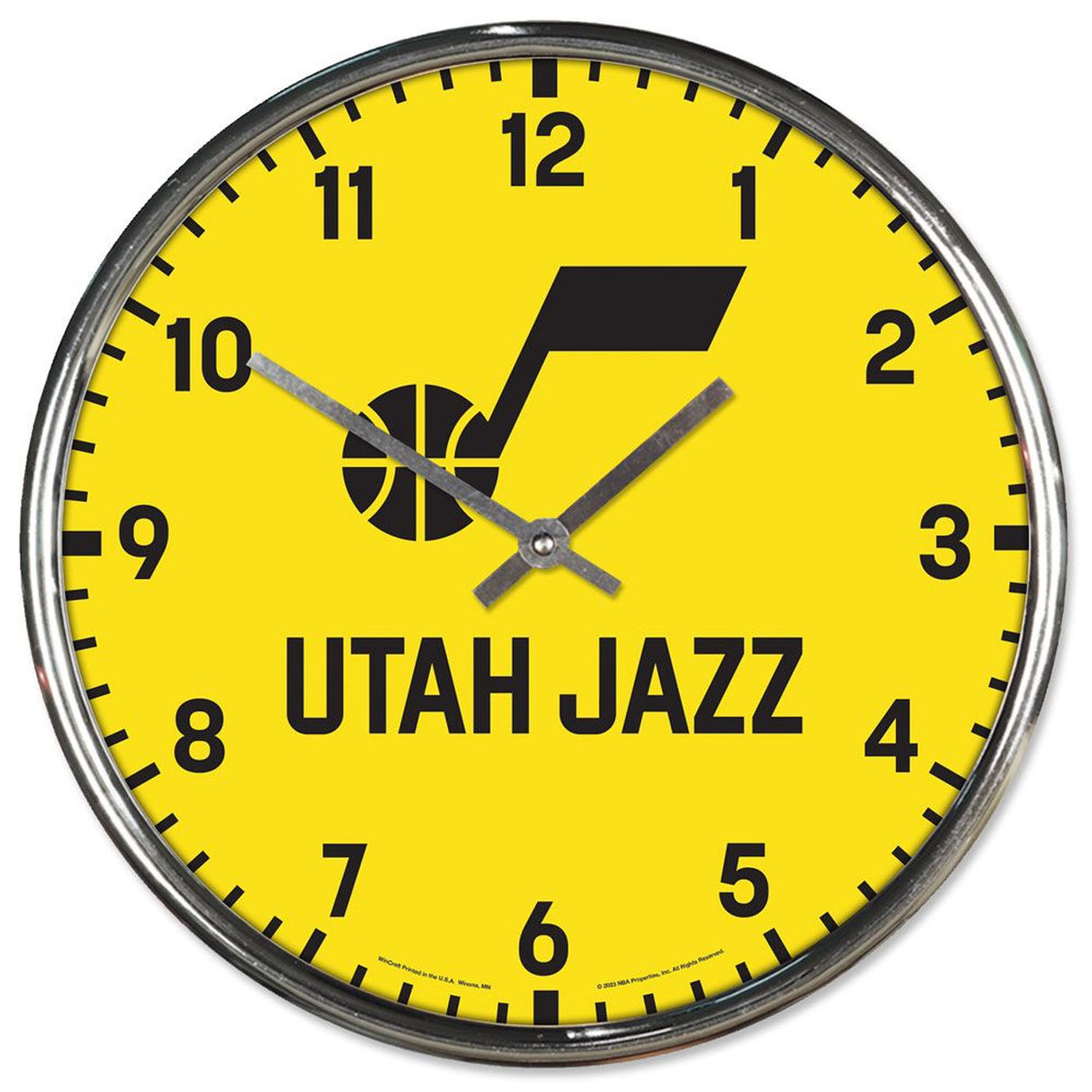 Wincraft Utah Jazz Chrome Round Wall Clock Fan Gear NBA Utah Jazz
