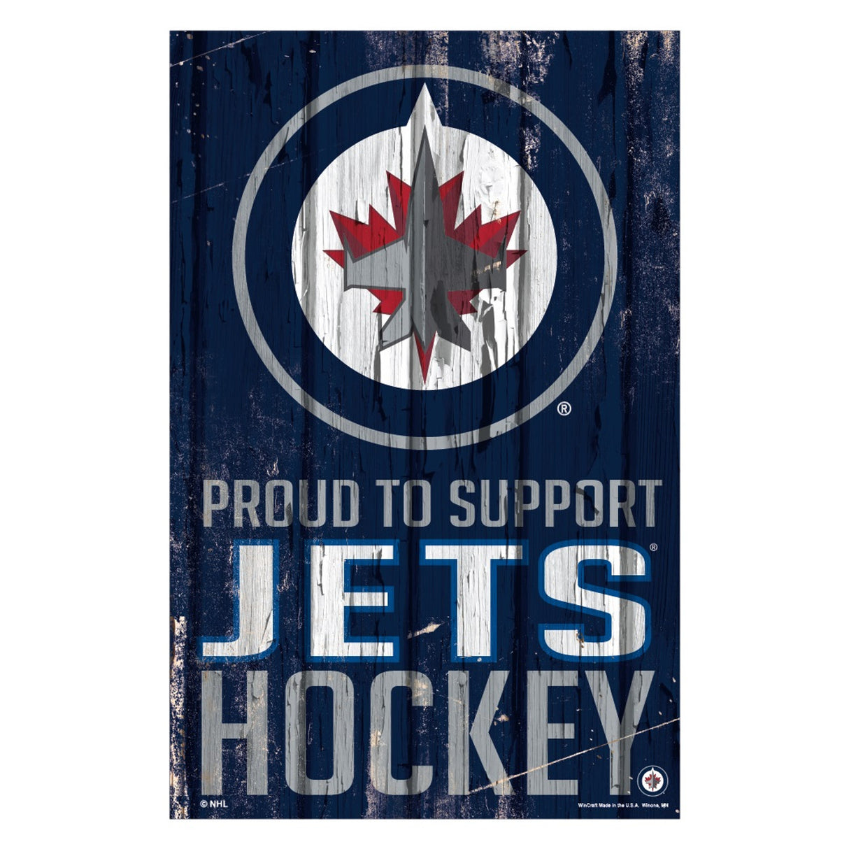 Wincraft Winnipeg Jets Wood Proud to Support Design Sign 11x17 Fan Gear NHL Winnipeg Jets
