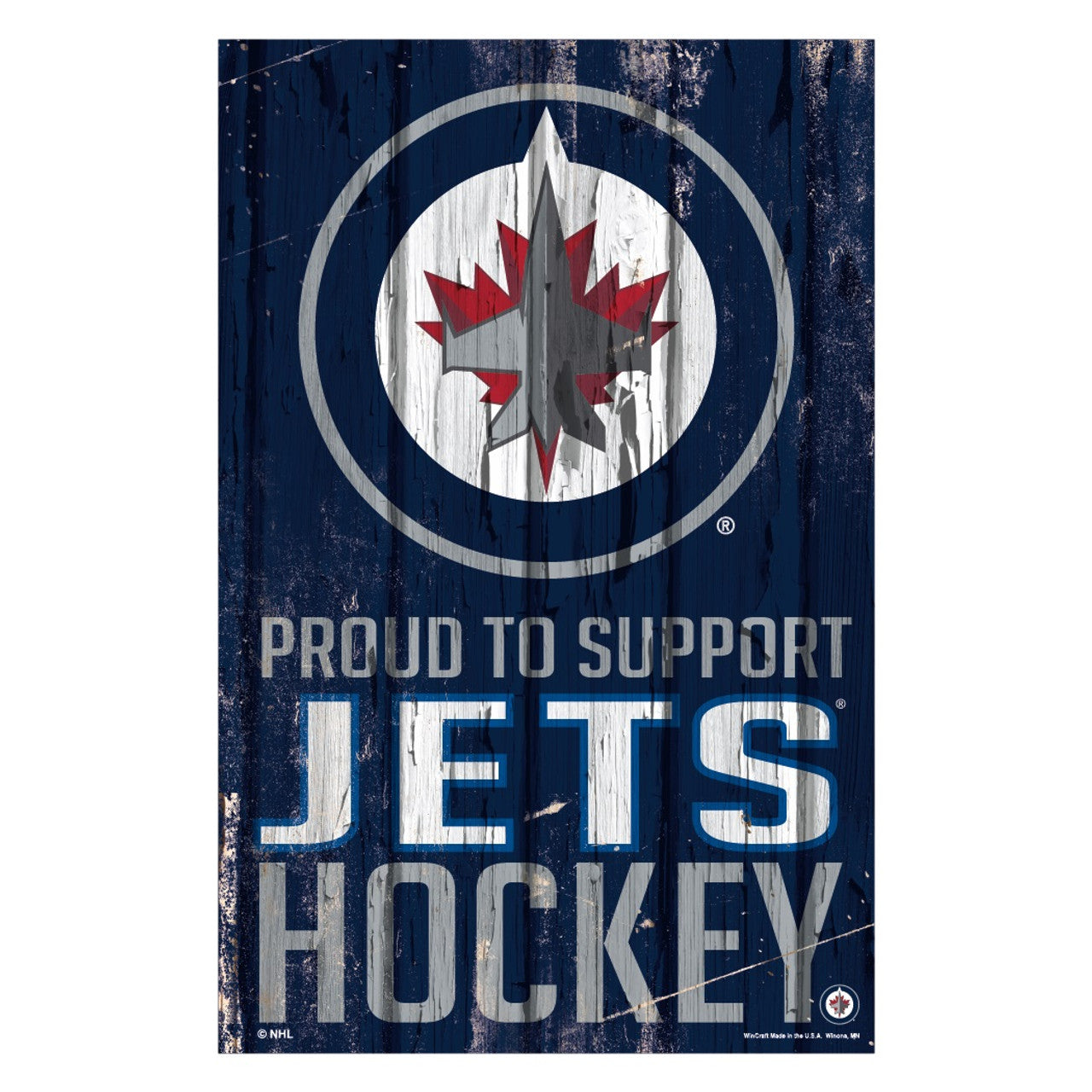 Wincraft Winnipeg Jets Wood Proud to Support Design Sign 11x17 Fan Gear NHL Winnipeg Jets