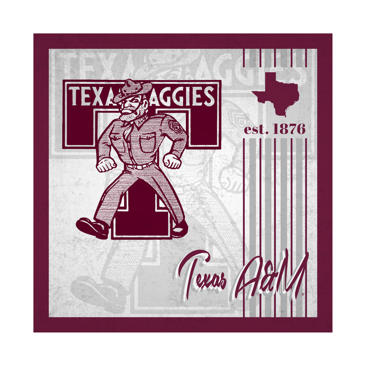 Fan Creations Texas A&M Aggies Album Design Wood Sign 10x10 Fan Gear NCAA Texas A&M Aggies