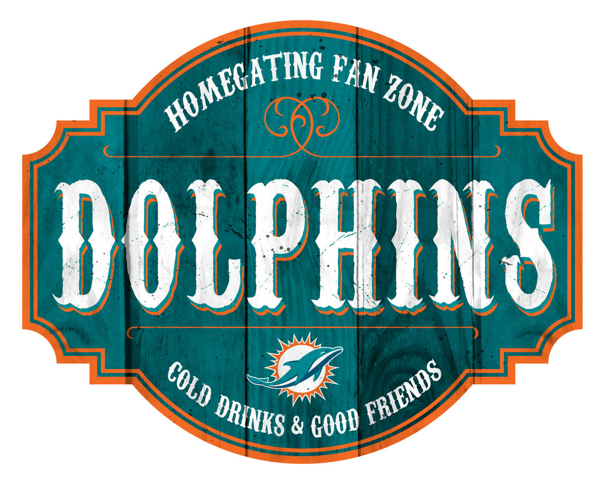 Fan Creations Miami Dolphins 12 Inch Homegating Tavern Wood Sign Fan Gear NFL Miami Dolphins