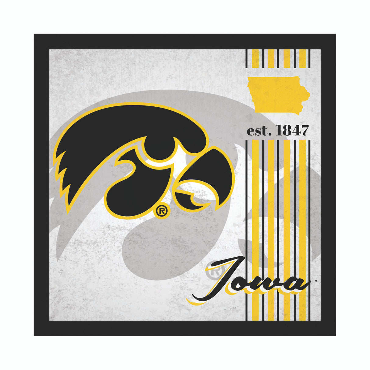 Fan Creations Iowa Hawkeyes Album Design Wood Sign 10x10 Fan Gear NCAA Iowa Hawkeyes