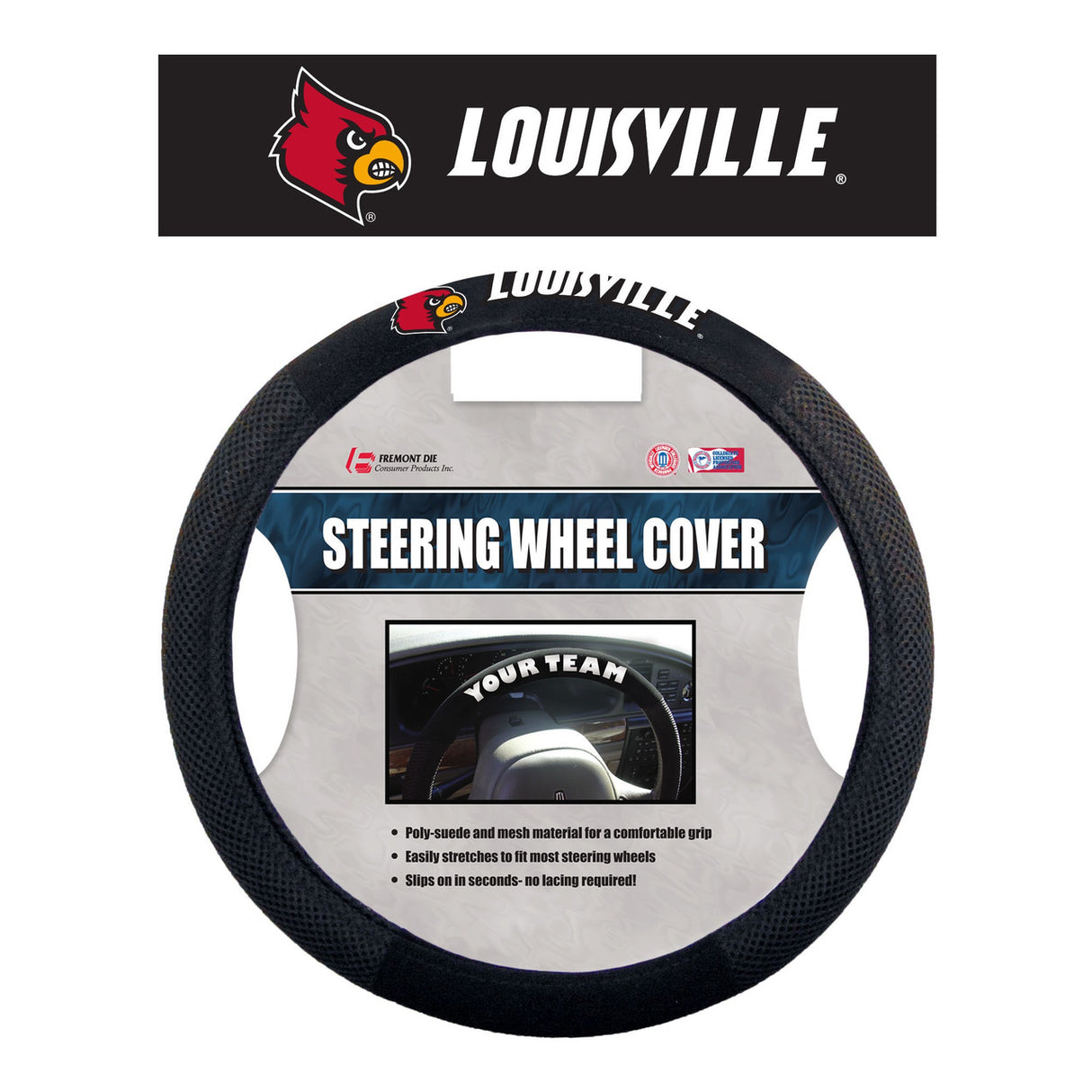Fremont Die Louisville Cardinals Mesh Steering Wheel Cover Fan Gear NCAA Louisville Cardinals