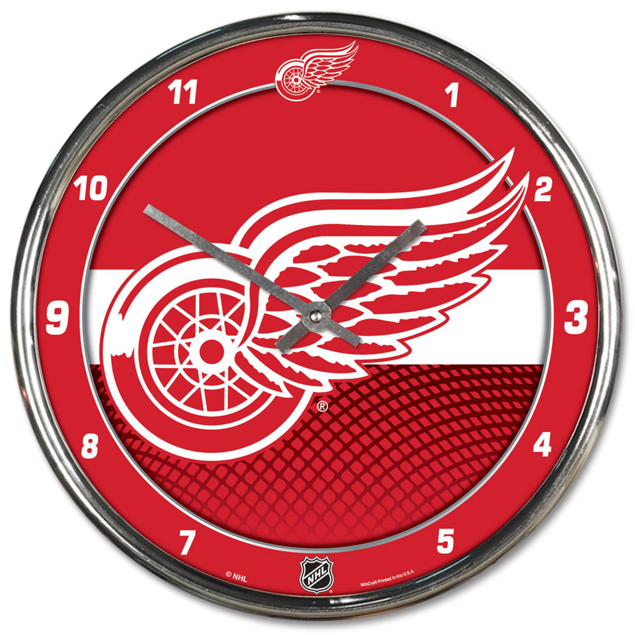 Wincraft Detroit Red Wings Chrome Round Wall Clock Fan Gear NHL Detroit Red Wings