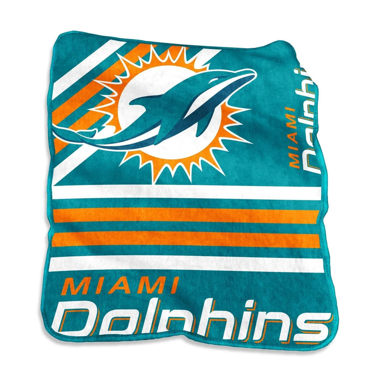 Logo Brands Miami Dolphins Raschel Throw Blanket 50x60 Fan Gear NFL Miami Dolphins