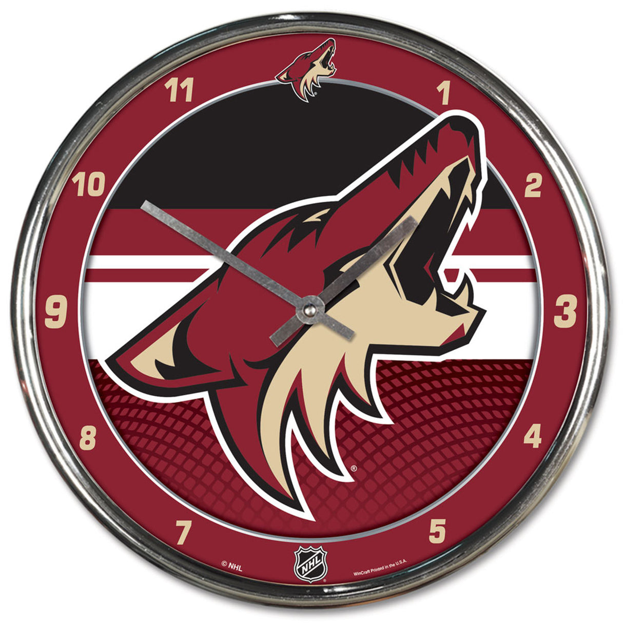 Wincraft Arizona Coyotes Chrome Round Wall Clock Fan Gear NHL Arizona Coyotes