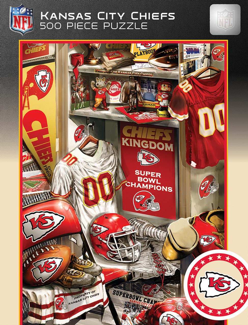 Masterpieces Puzzle Company Kansas City Chiefs Locker Room 500 Piece Puzzle Fan Gear NFL Kansas City Chiefs