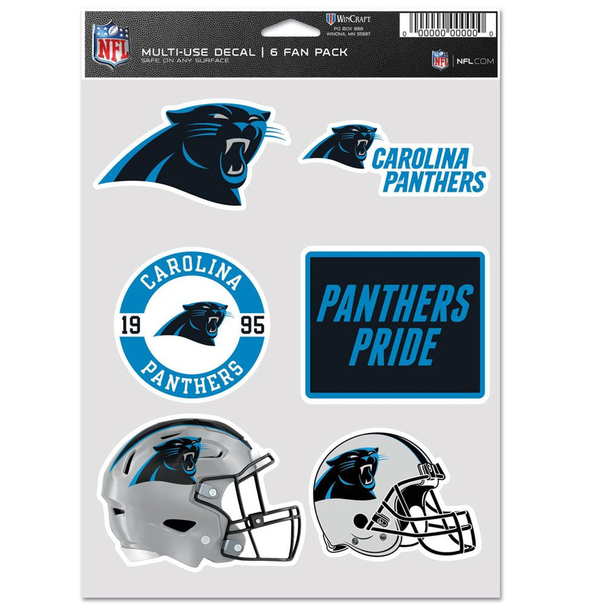 Wincraft Carolina Panthers 6 Pack Multi Use Fan Decal Fan Gear NFL Carolina Panthers