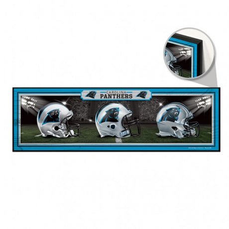 Wincraft Carolina Panthers Helmets Design Wood Sign 9x30 - Special Order Fan Gear NFL Carolina Panthers