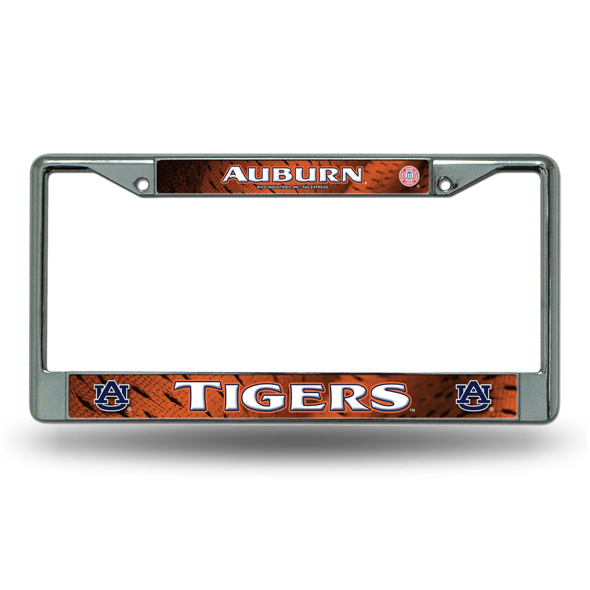 Rico Industries Auburn Tigers License Chrome Printed Insert Plate Frame Fan Gear NCAA Auburn Tigers