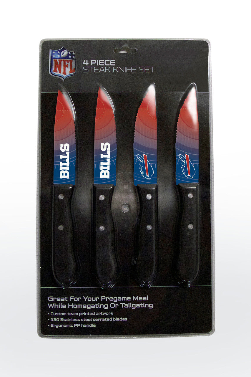 The Sports Vault Buffalo Bills 4 Pack Steak Knife Set Fan Gear NFL Buffalo Bills