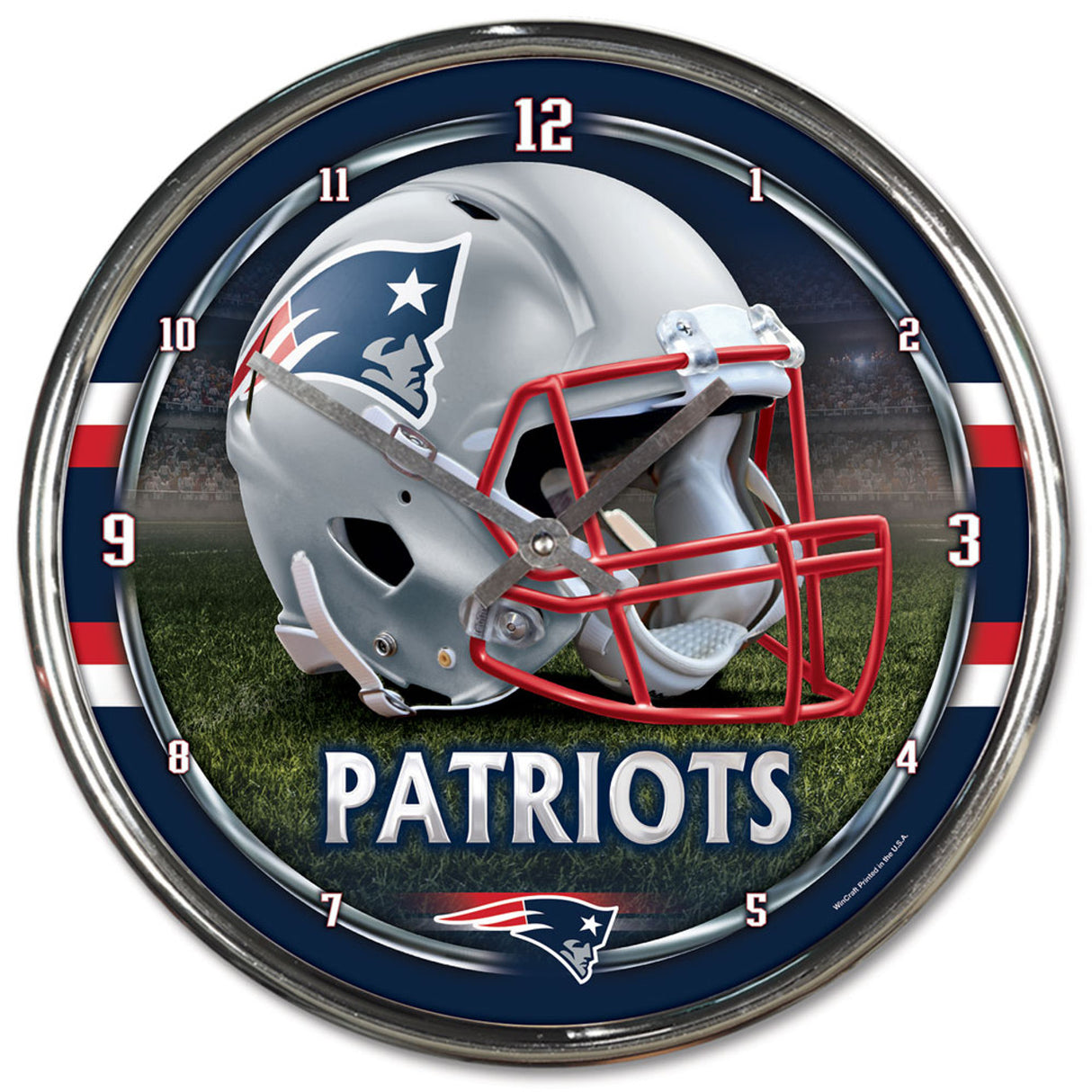 Wincraft New England Patriots Chrome Round Wall Clock Fan Gear NFL New England Patriots