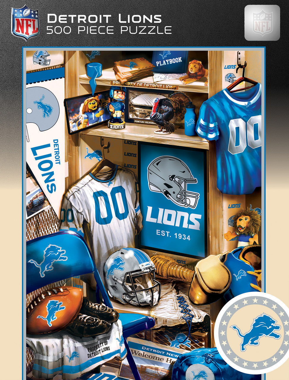 Masterpieces Puzzle Company Detroit Lions Locker Room 500 Piece Puzzle Fan Gear NFL Detroit Lions
