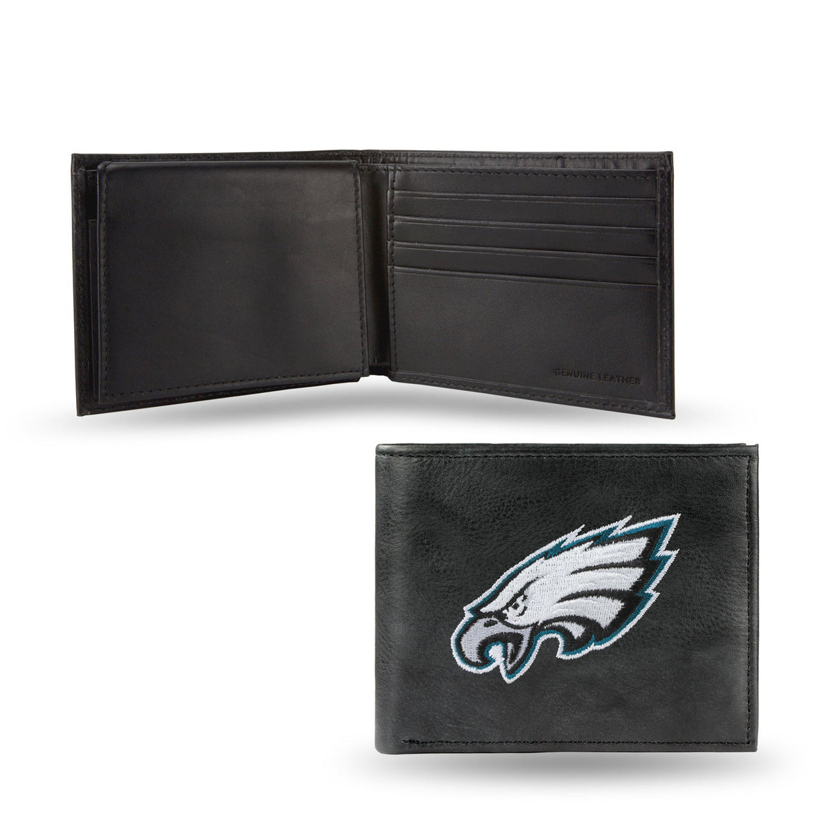 Rico Industries Philadelphia Eagles Black Leather Embroidered Billfold Wallet Fan Gear NFL Philadelphia Eagles