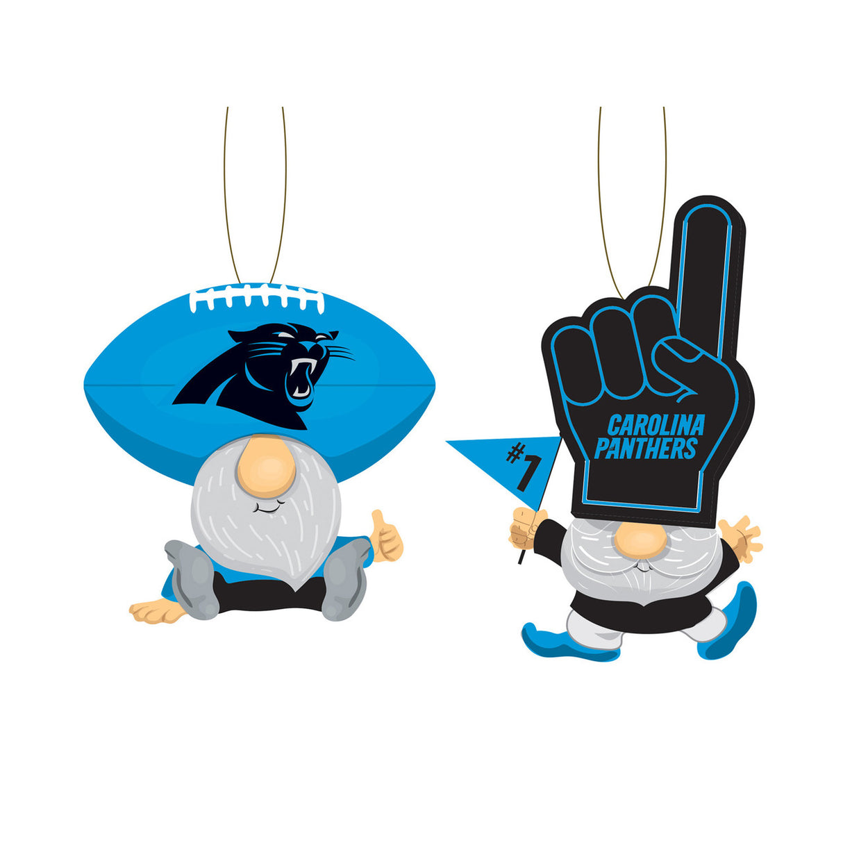 Evergreen Enterprises Carolina Panthers Fan 2 Pack Gnome Ornament Fan Gear NFL Carolina Panthers