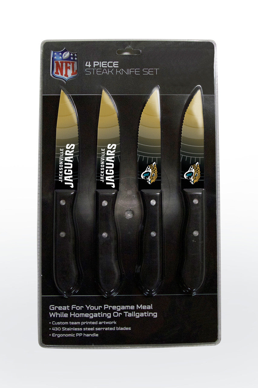 The Sports Vault Jacksonville Jaguars 4 Pack Steak Knife Set Fan Gear NFL Jacksonville Jaguars