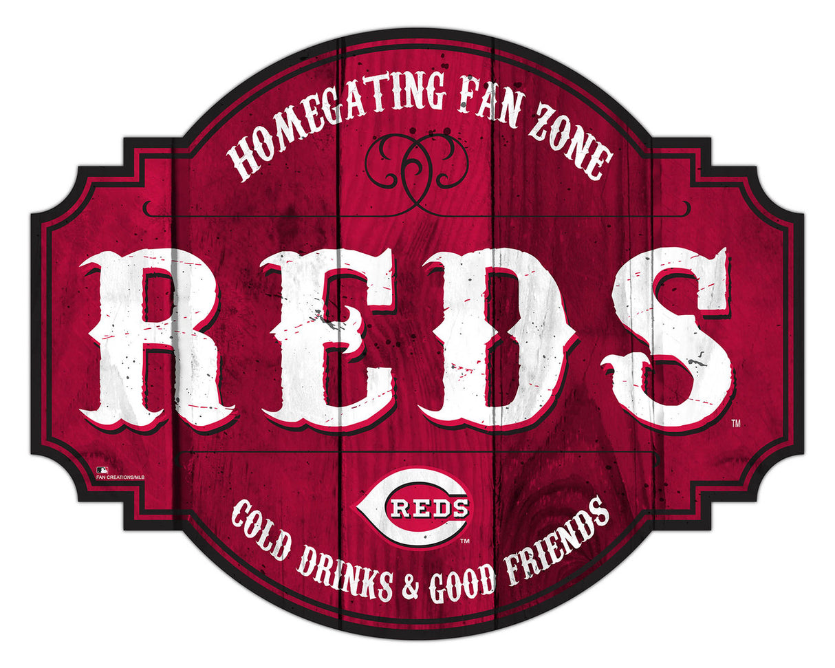 Fan Creations Cincinnati Reds 12 Inch Homegating Tavern Wood Sign - Special Order Fan Gear MLB Cincinnati Reds
