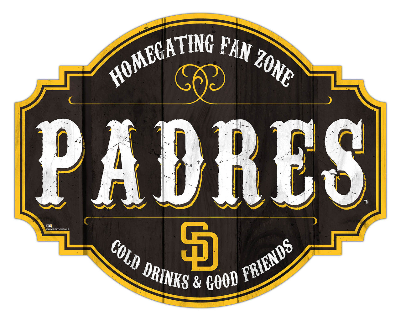 Fan Creations San Diego Padres 12 Inch Homegating Tavern Wood Sign Fan Gear MLB San Diego Padres