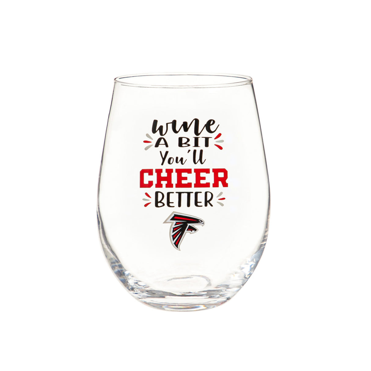 Evergreen Enterprises Atlanta Falcons 17oz Stemless Wine Glass Fan Gear NFL Atlanta Falcons