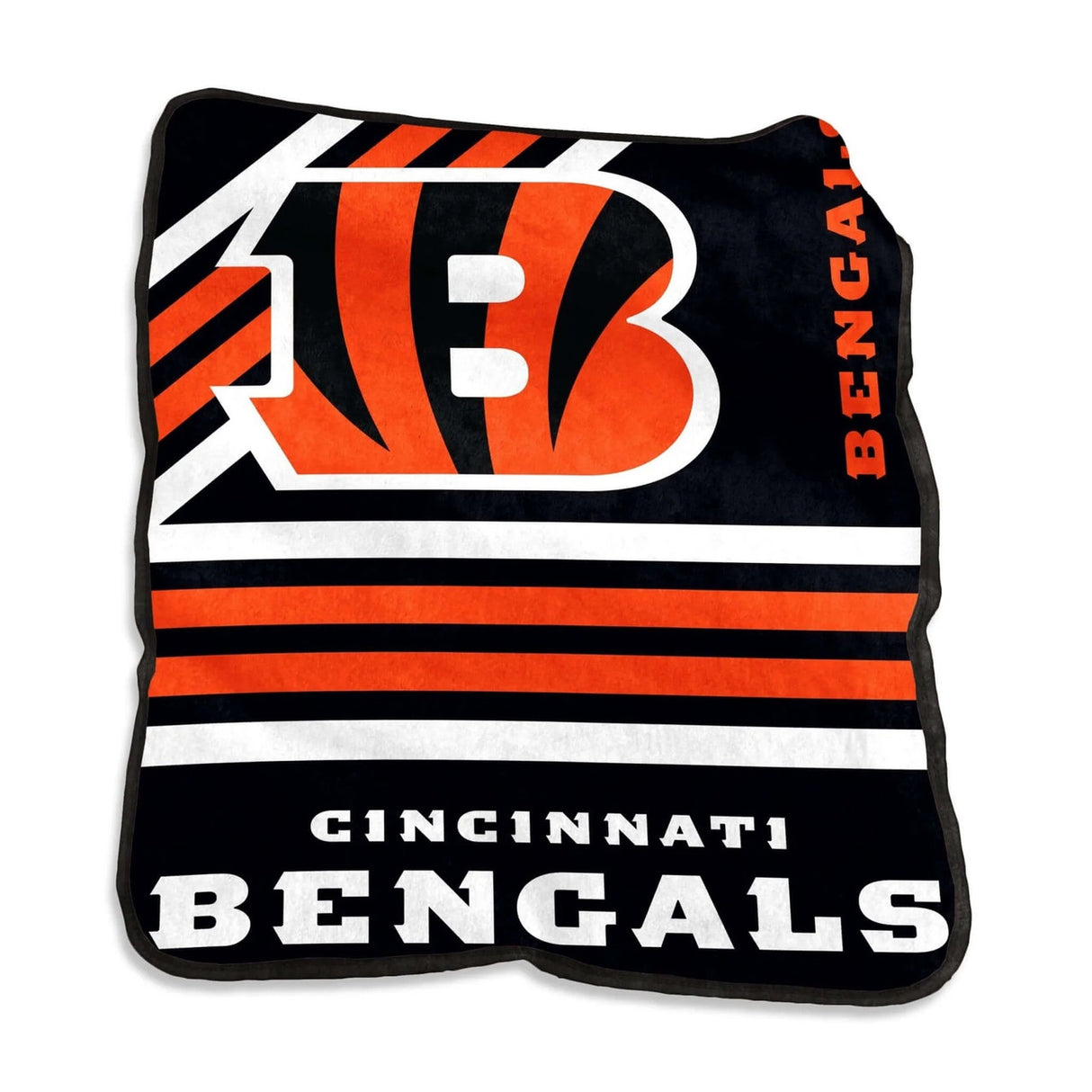 Logo Brands Cincinnati Bengals Raschel Throw Blanket 50x60 Fan Gear NFL Cincinnati Bengals