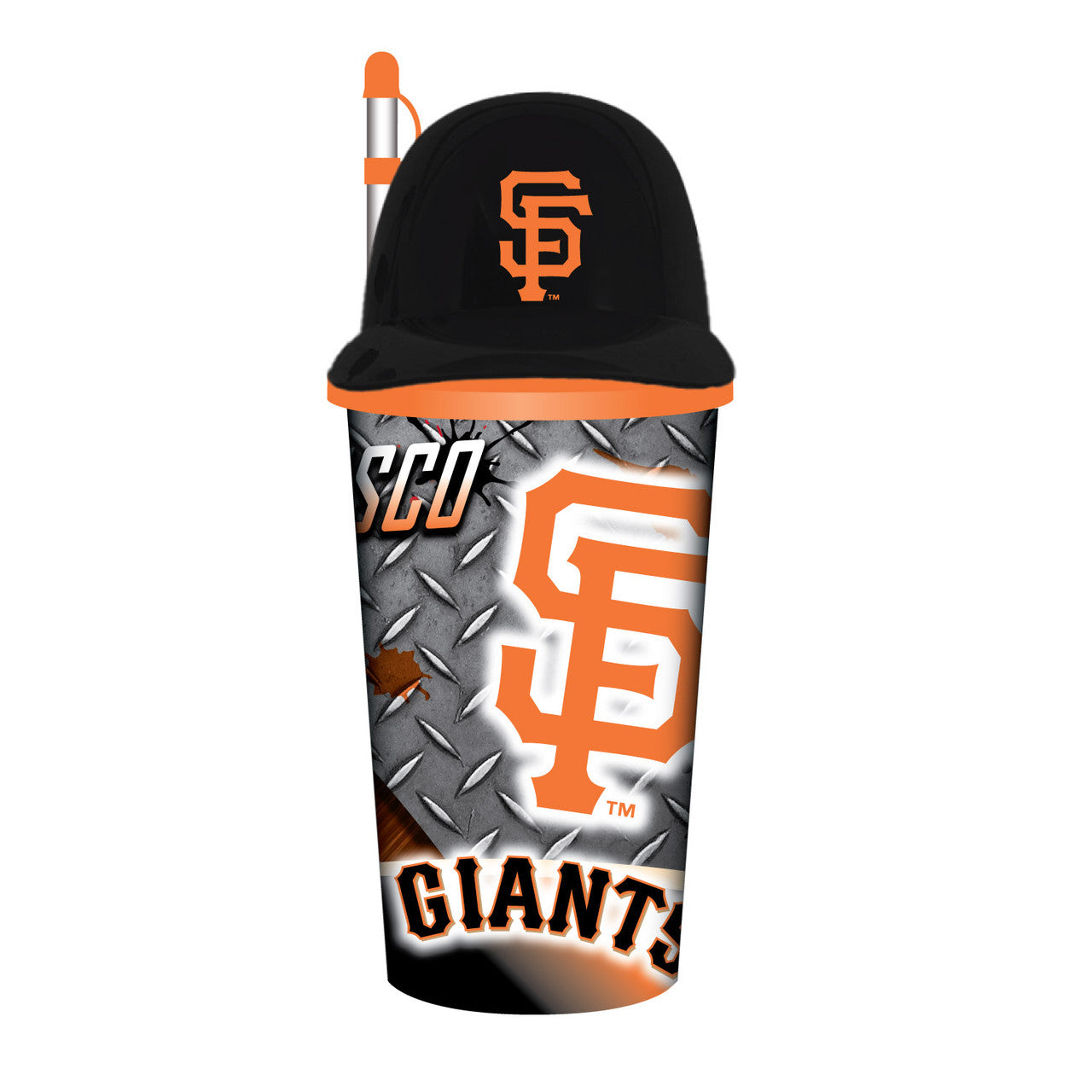 Mojo Licensing San Francisco Giants 32oz Plastic Helmet Cup with Straw Fan Gear MLB San Francisco Giants