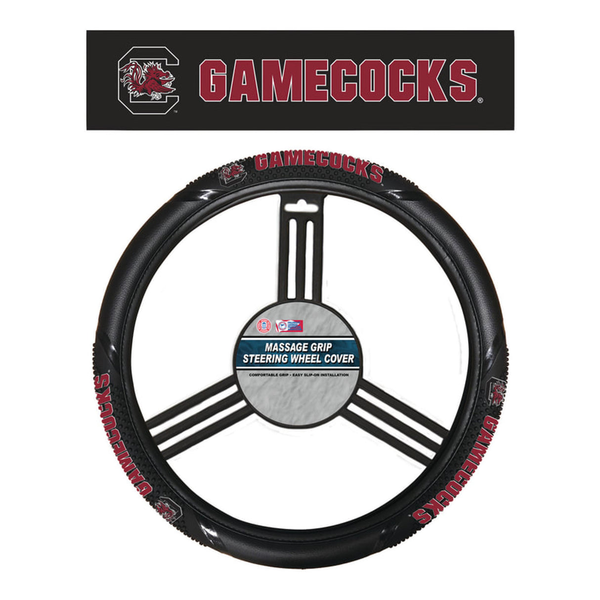 Fremont Die South Carolina Gamecocks Massage Grip Steering Wheel Cover Fan Gear NCAA South Carolina Gamecocks