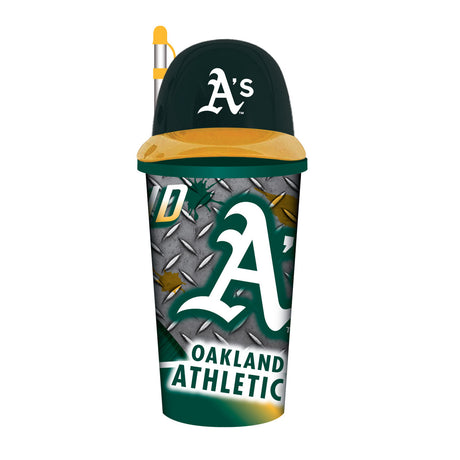 Mojo Licensing Oakland Athletics 32oz Plastic Helmet Cup with Straw - Special Order Fan Gear MLB Oakland Athletics