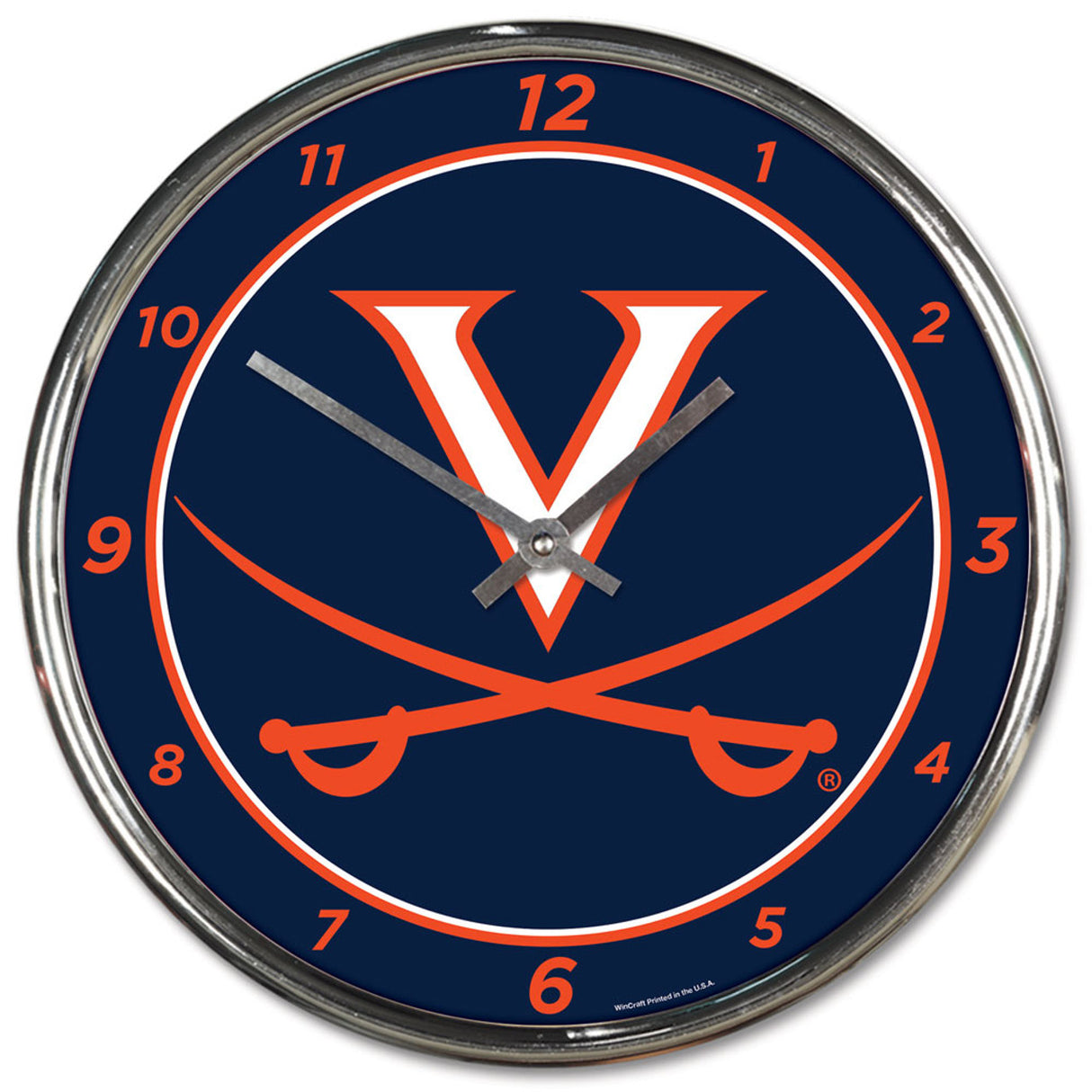 Wincraft Virginia Cavaliers Chrome Round Wall Clock Fan Gear NCAA Virginia Cavaliers