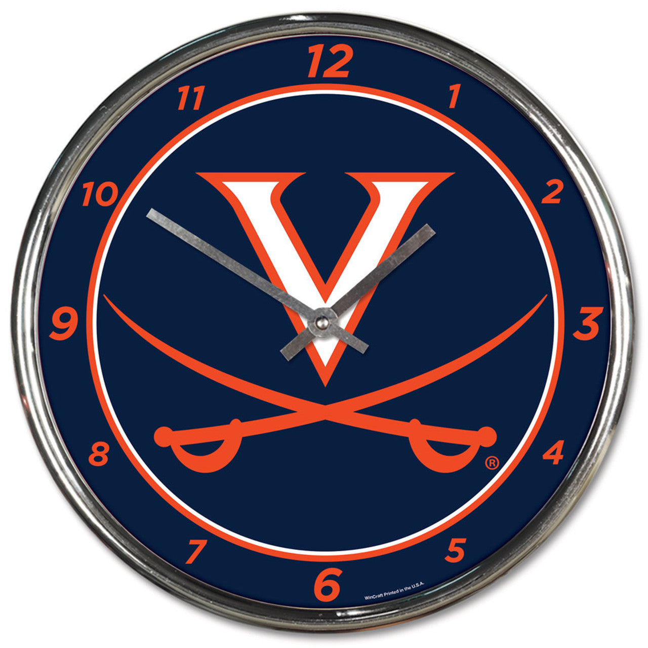 Wincraft Virginia Cavaliers Chrome Round Wall Clock Fan Gear NCAA Virginia Cavaliers