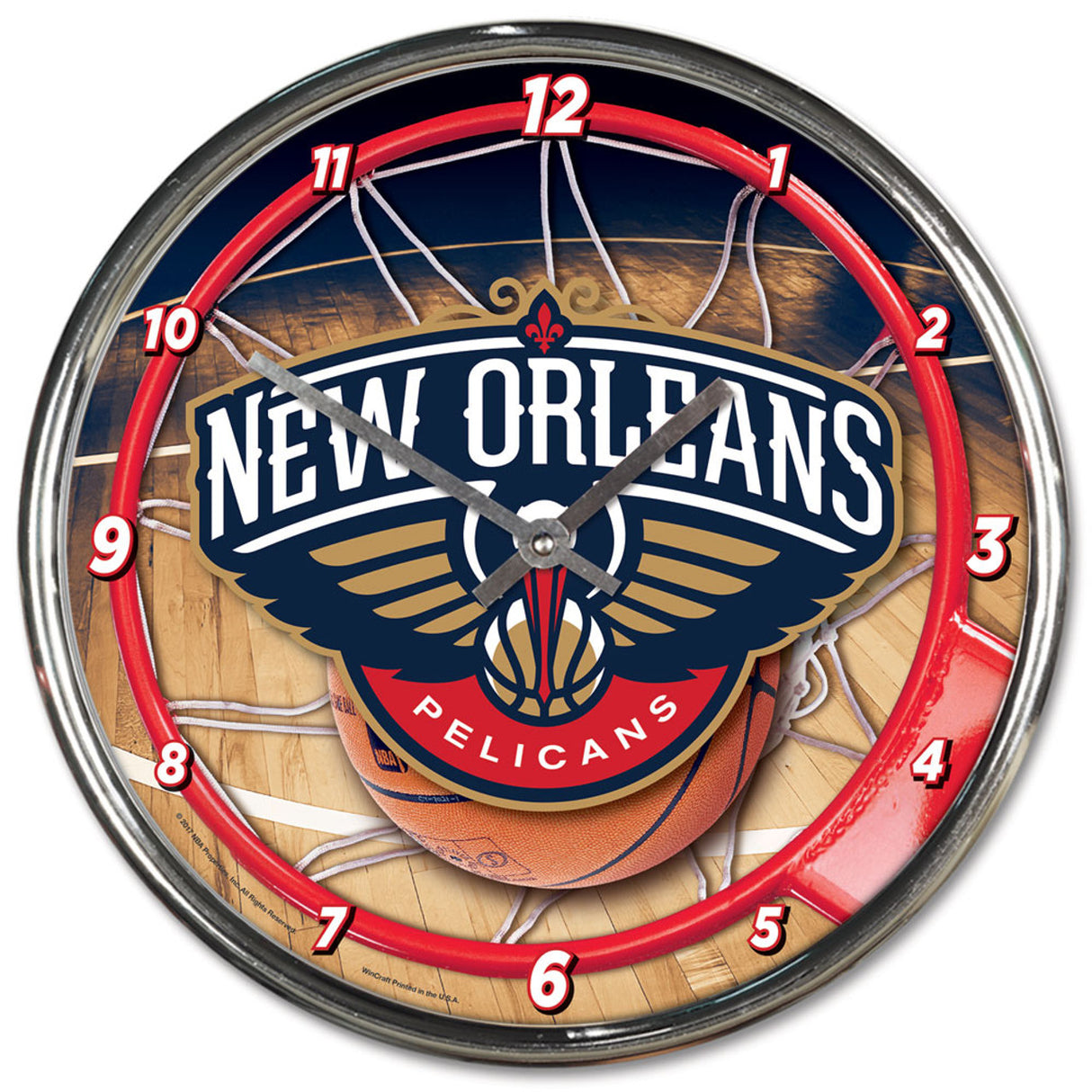 Wincraft New Orleans Pelicans Chrome Round Wall Clock Fan Gear NBA New Orleans Pelicans