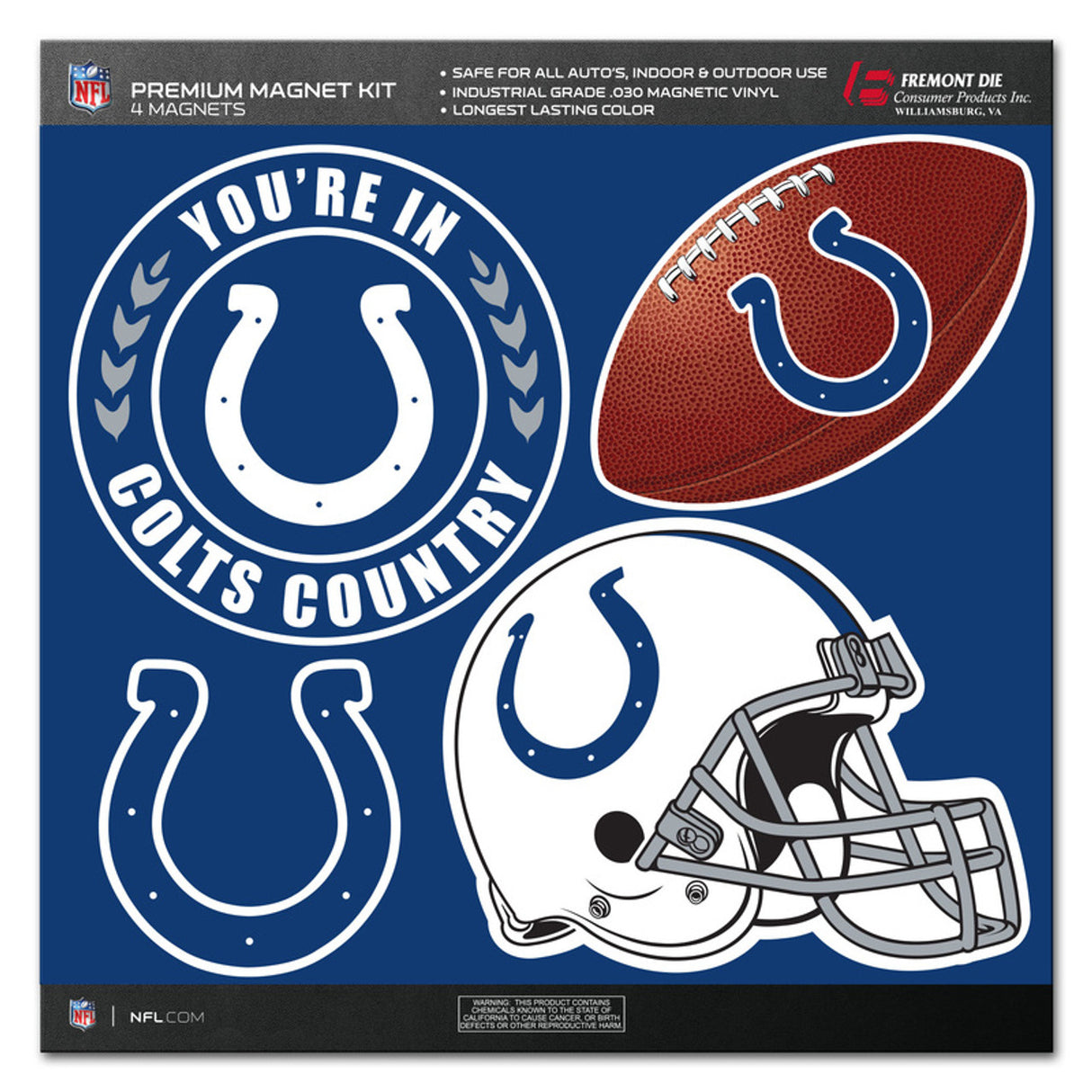 Fremont Die Indianapolis Colts 4 Piece Magnet Kit Fan Gear NFL Indianapolis Colts