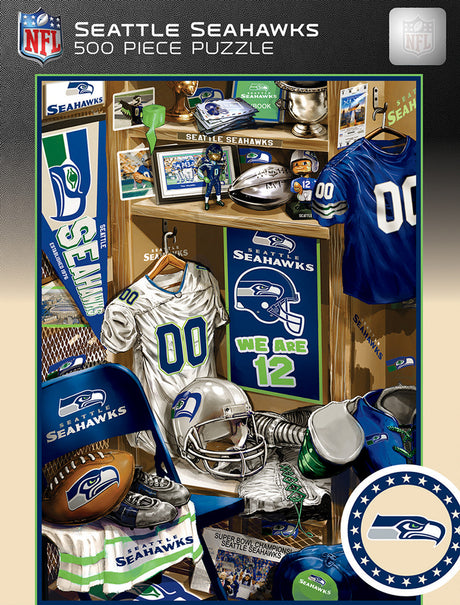 Masterpieces Puzzle Company Seattle Seahawks Locker Room 500 Piece Puzzle Fan Gear NFL Seattle Seahawks