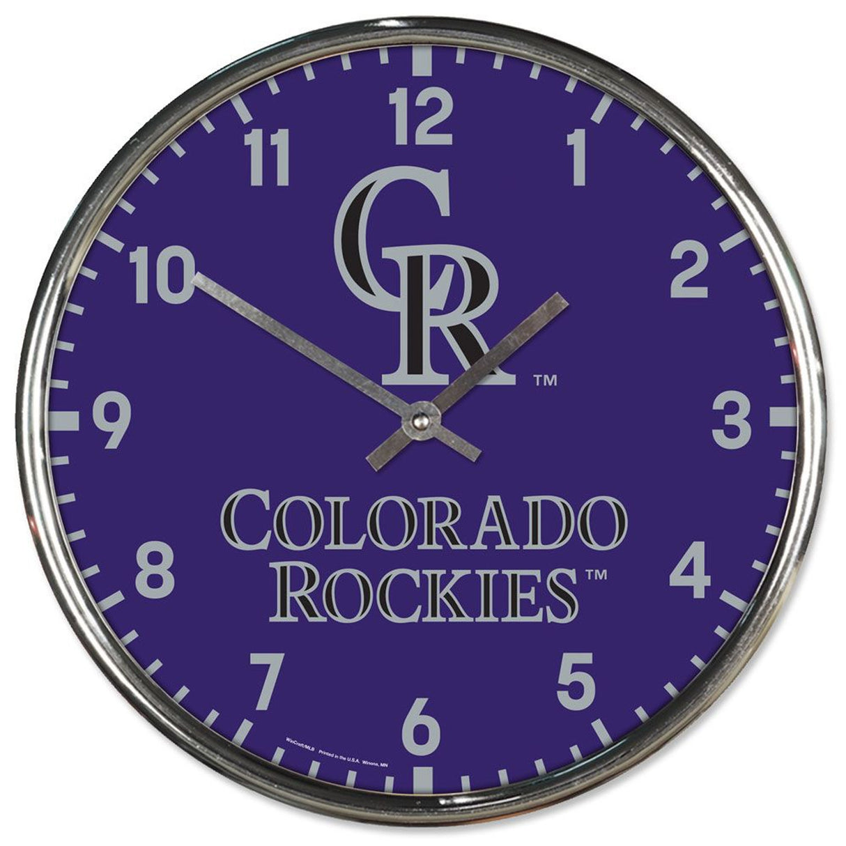 Wincraft Colorado Rockies Chrome Round Wall Clock Fan Gear MLB Colorado Rockies