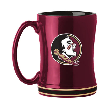 Logo Brands Florida State Seminoles Team Color 14oz Sculpted Relief Coffee Mug Fan Gear NCAA Florida State Seminoles