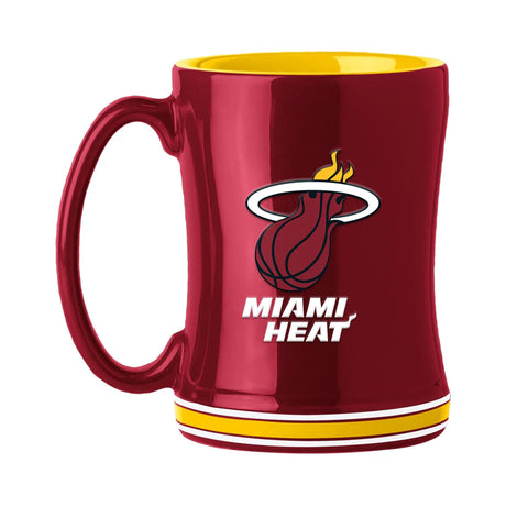 Logo Brands Miami Heat Team Color 14oz Sculpted Relief Coffee Mug Fan Gear NBA Miami Heat