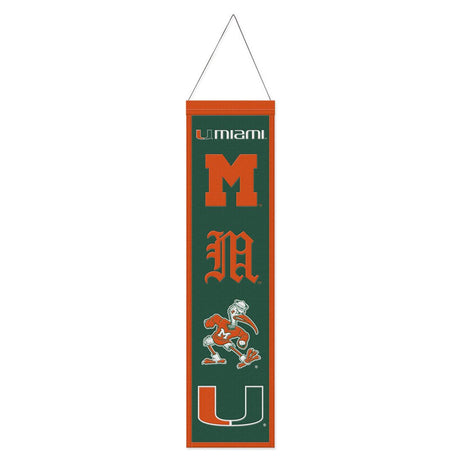 Wincraft Miami Hurricanes Heritage Evolution Design Wool Banner 8x32 Fan Gear NCAA Miami Hurricanes