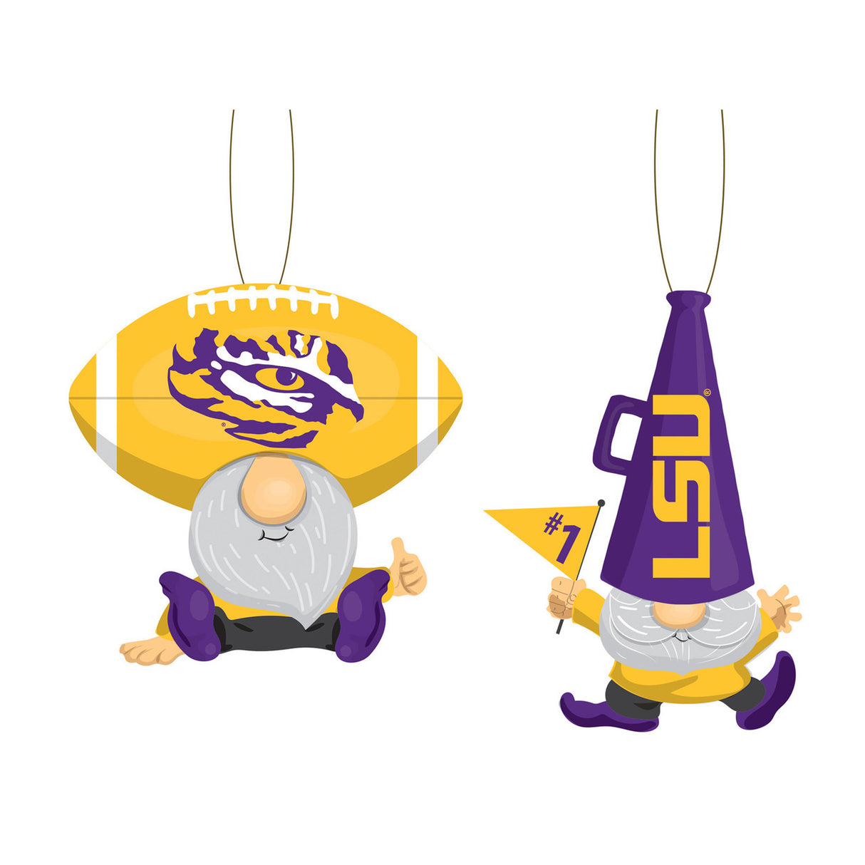 Evergreen Enterprises LSU Tigers Fan 2 Pack Gnome Ornament Fan Gear NCAA LSU Tigers