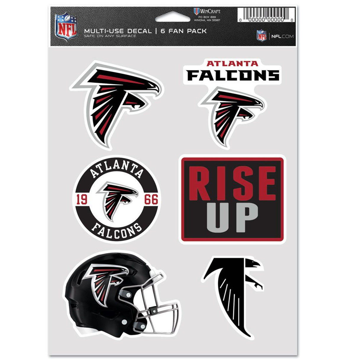 Wincraft Atlanta Falcons Fan 6 Pack Multi Use Decal Fan Gear NFL Atlanta Falcons