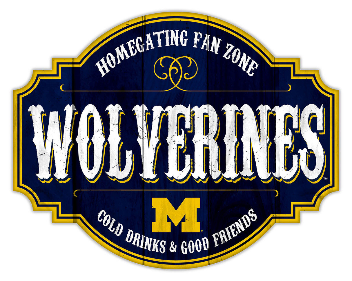 Fan Creations Michigan Wolverines 12 Inch Homegating Tavern Wood Sign Fan Gear NCAA Michigan Wolverines