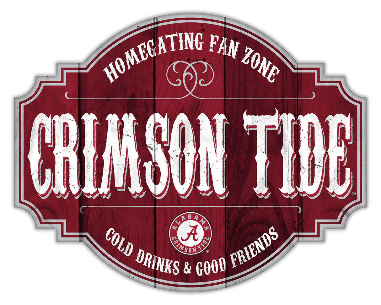 Fan Creations Alabama Crimson Tide 12 Inch Homegating Tavern Wood Sign Fan Gear NCAA Alabama Crimson Tide
