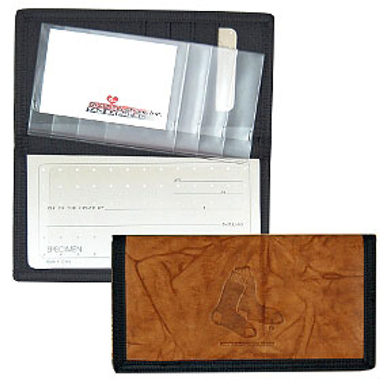 Rico Industries Boston Red Sox Leather/Nylon Embossed Checkbook Cover Fan Gear MLB Boston Red Sox