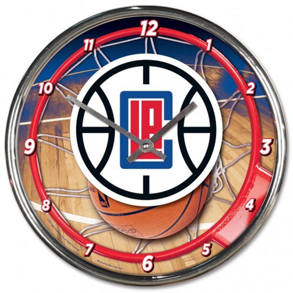 Wincraft Los Angeles Clippers Chrome Round Wall Clock Fan Gear NBA Los Angeles Clippers