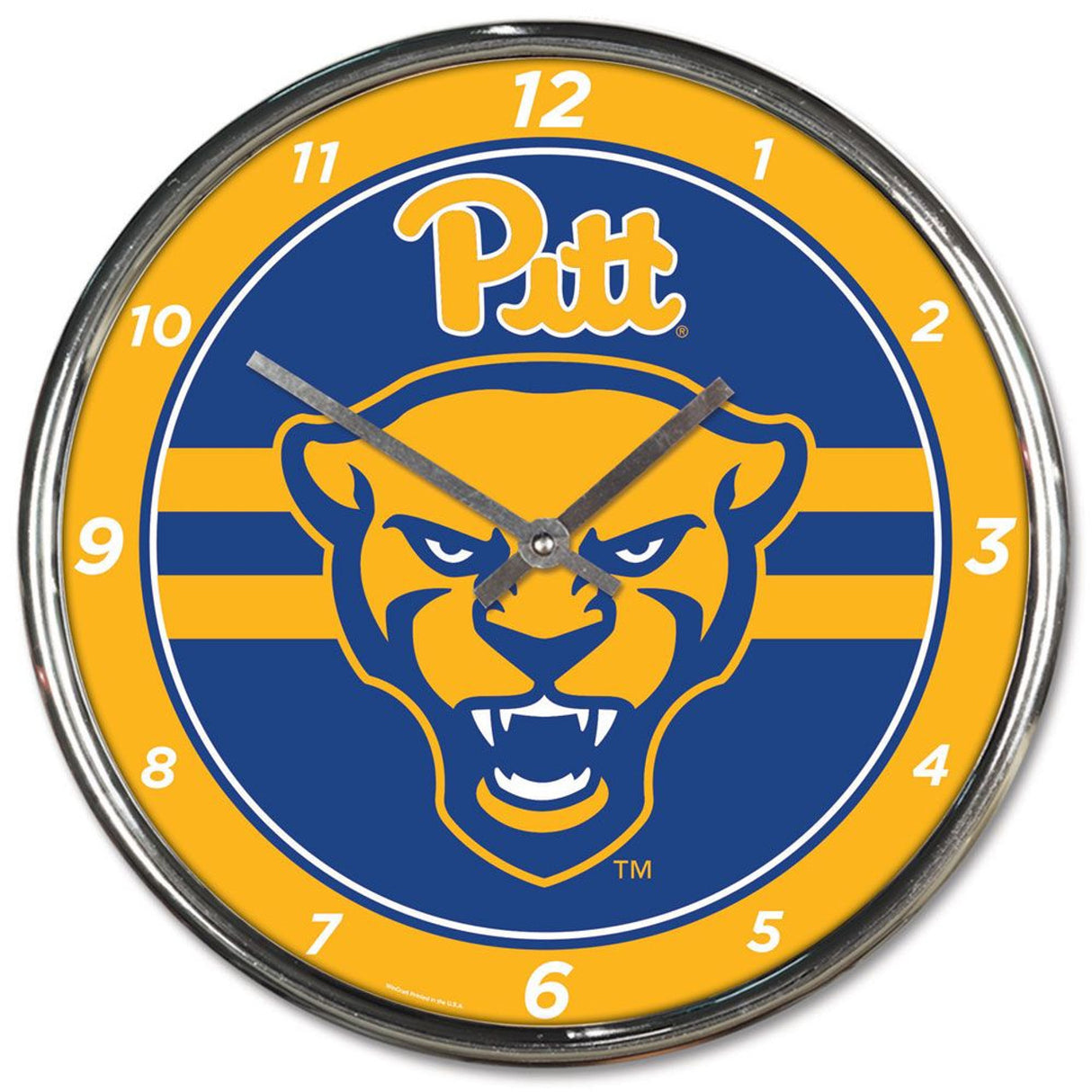 Wincraft Pittsburgh Panthers Chrome Round Wall Clock Fan Gear NCAA Pittsburgh Panthers