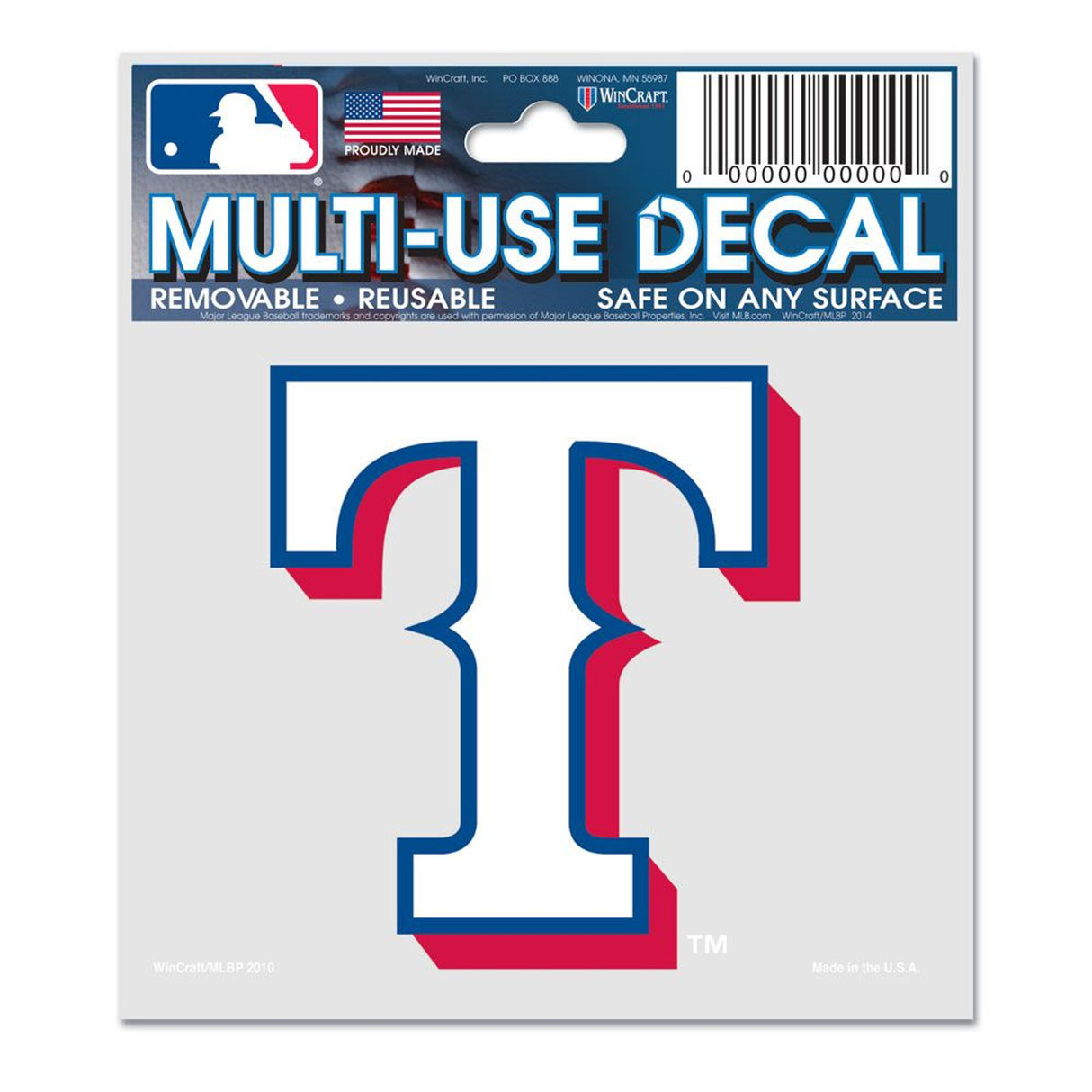 Wincraft Texas Rangers Multi Use Decal 3x4 Fan Gear MLB Texas Rangers