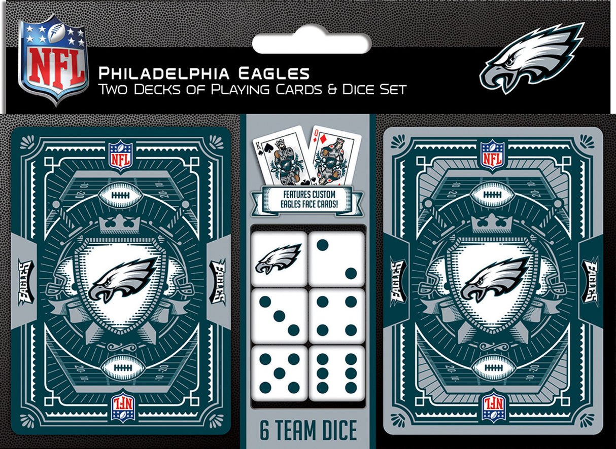 Masterpieces Puzzle Company Philadelphia Eagles Playing Cards and Dice Set Fan Gear NFL Philadelphia Eagles