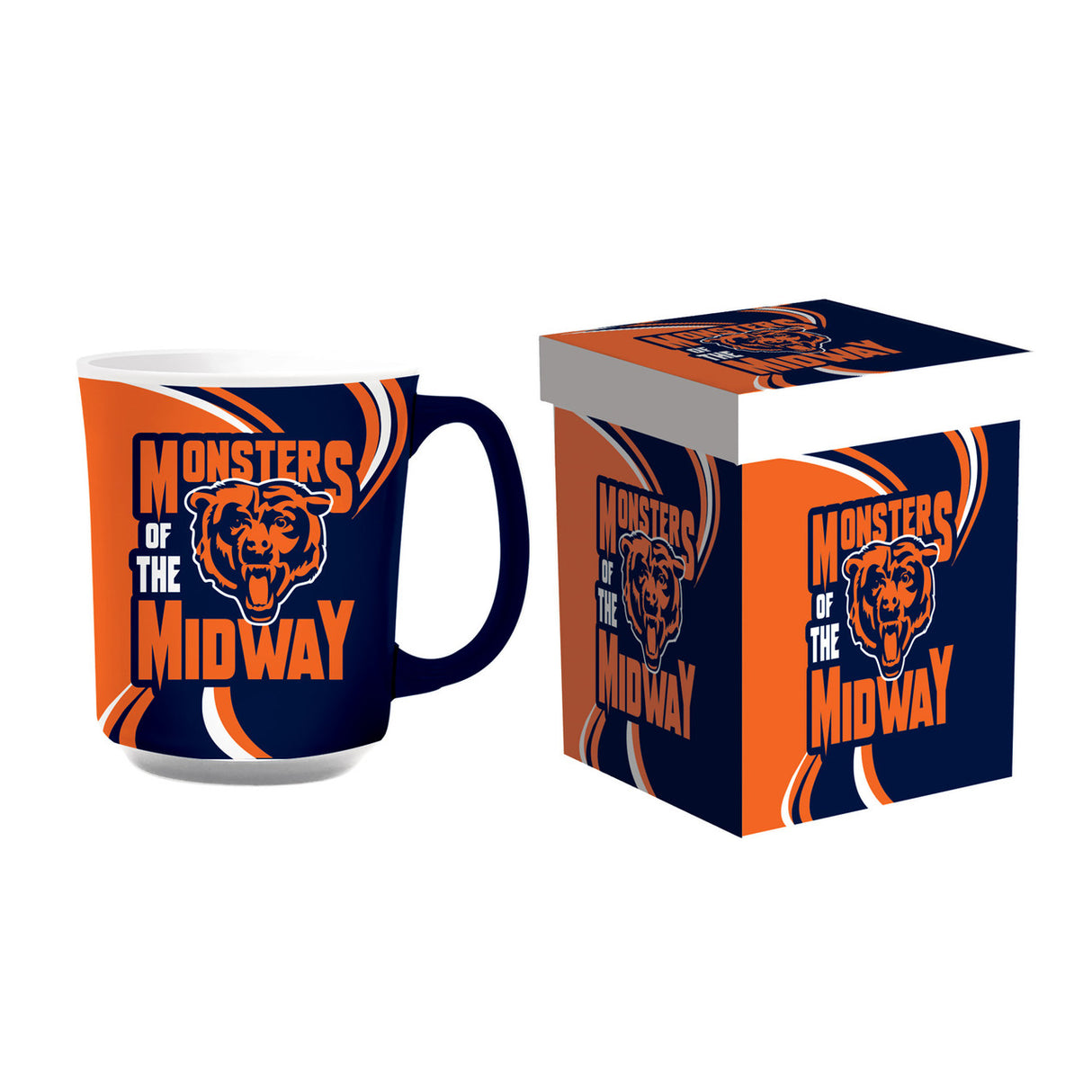 Evergreen Enterprises Chicago Bears 14oz Ceramic Coffee Mug with Matching Box Fan Gear NFL Chicago Bears