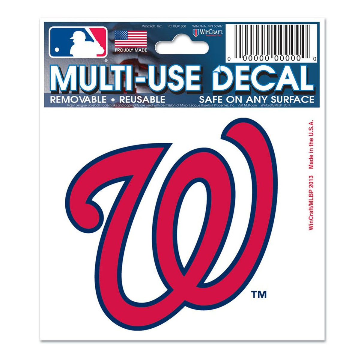 Wincraft Washington Nationals Multi Use Decal 3x4 Fan Gear MLB Washington Nationals