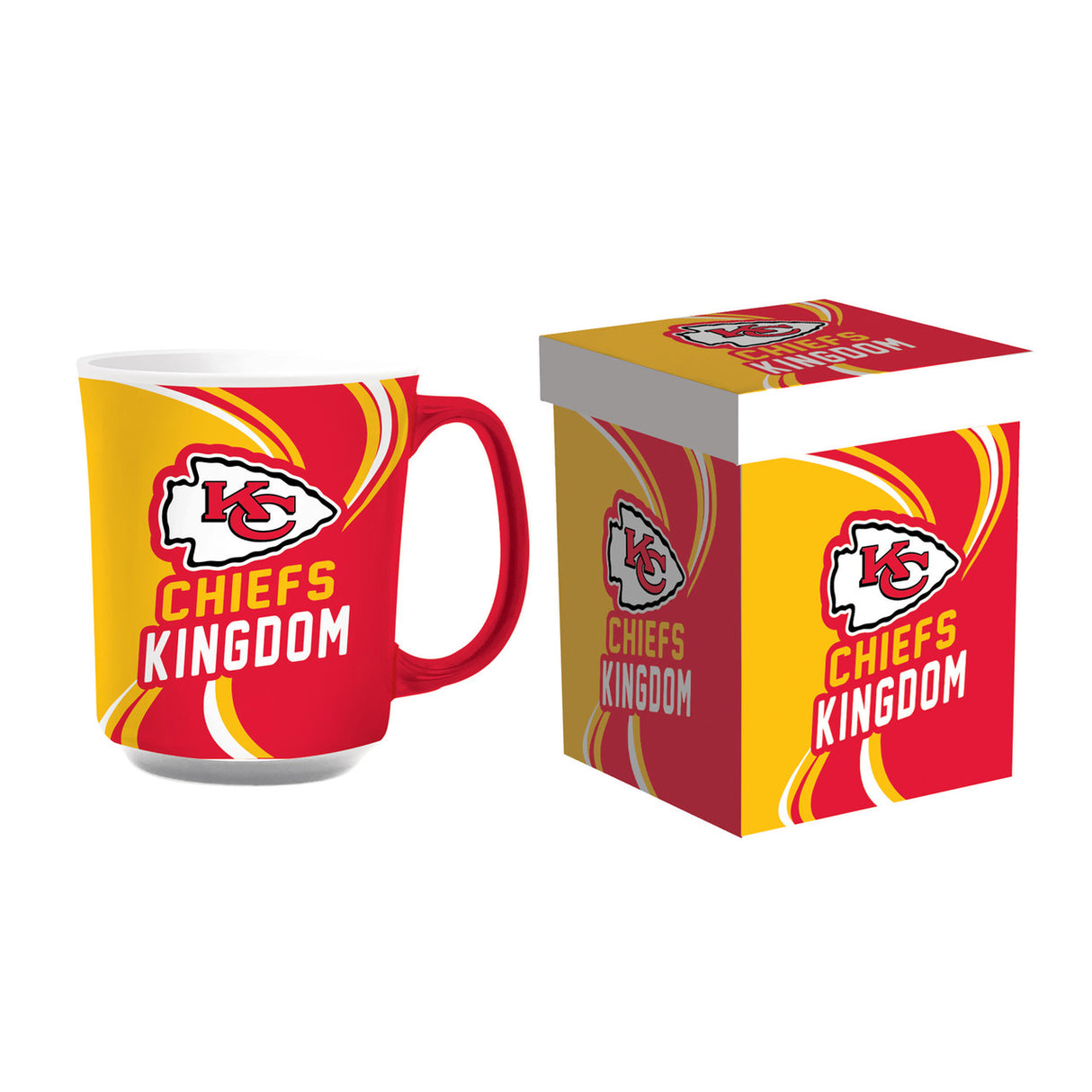 Evergreen Enterprises Kansas City Chiefs 14oz Ceramic Coffee Mug with Matching Box Fan Gear NFL Kansas City Chiefs